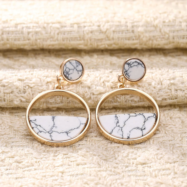 Vintage Luxury Marble Gold Hoop Earrings