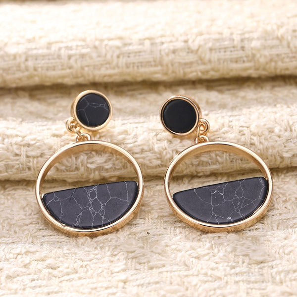 Vintage Luxury Marble Gold Hoop Earrings