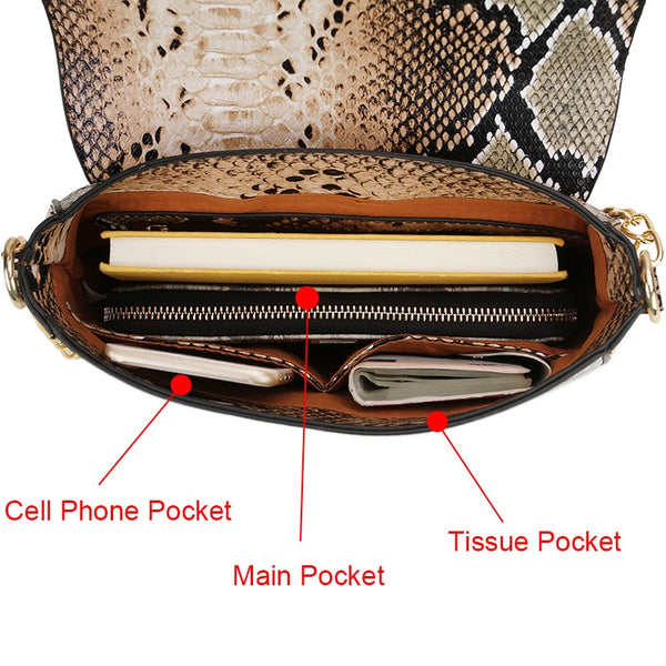 Elegant Women's Python Leather Clutch Shoulder Bag/Purse