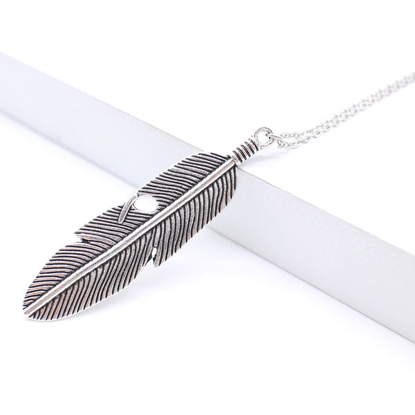 Minimalist Feather Long Chain Necklace