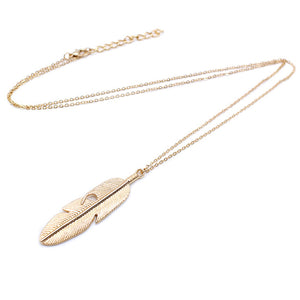 Minimalist Feather Long Chain Necklace