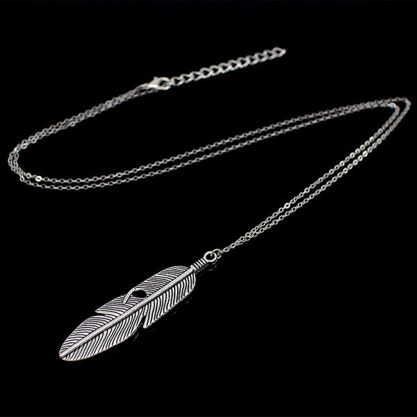 Minimalist Feather Long Chain Necklace