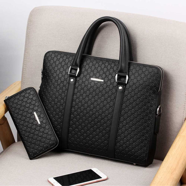 Men's Leather Slim Business Briefcase