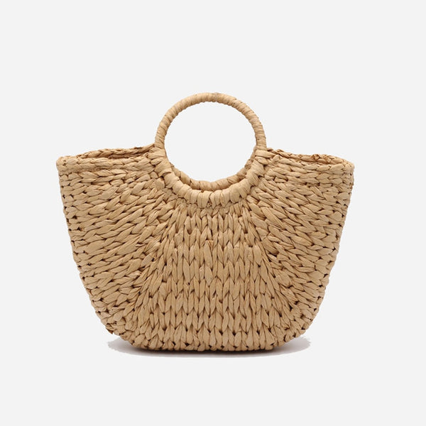 Handmade Large Women's Semicircle Woven Straw Tote