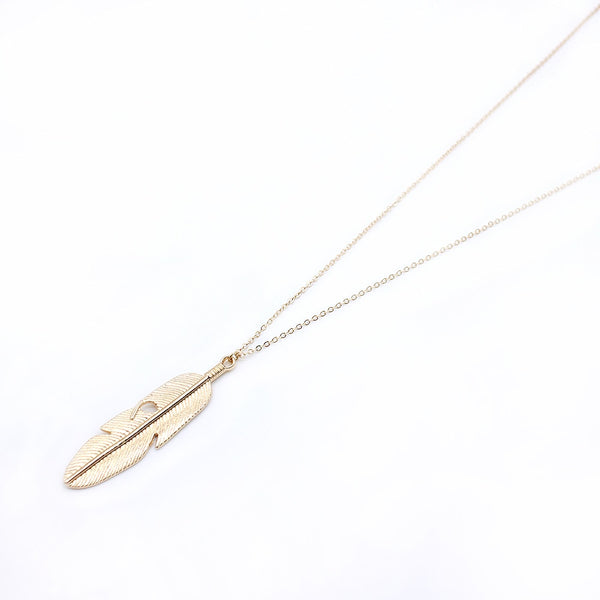 Minimalist Feather Long Chain Necklace