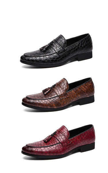 Men's Crocodile Tassel Genuine Leather Dress Loafers