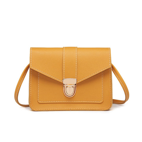 Luxurious Yellow Leather Small Crossbody Bag