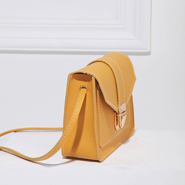 Luxurious Yellow Leather Small Crossbody Bag