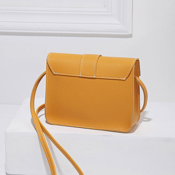 Luxurious Yellow Leather Small Crossbody Bag