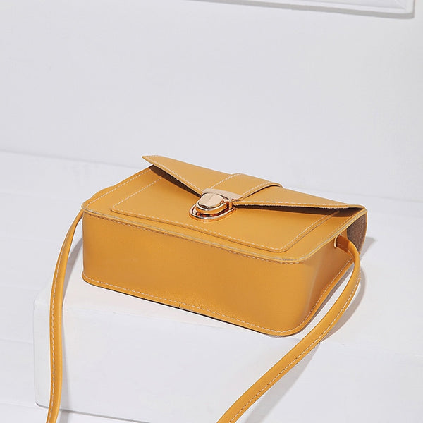 Luxurious Yellow Leather Small Crossbody Bag