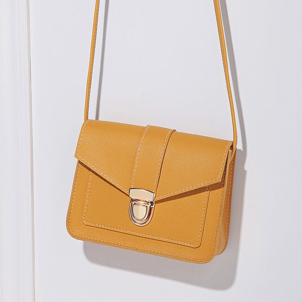 Luxurious Yellow Leather Small Crossbody Bag