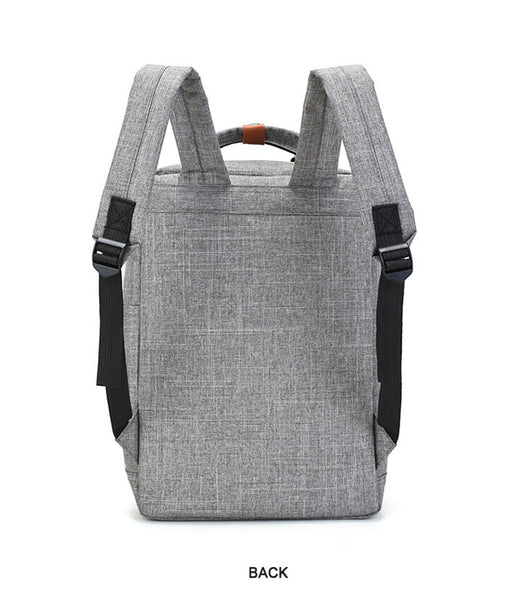 Men's Canvas Laptop Bag Backpack w Leather Accent - Full Set