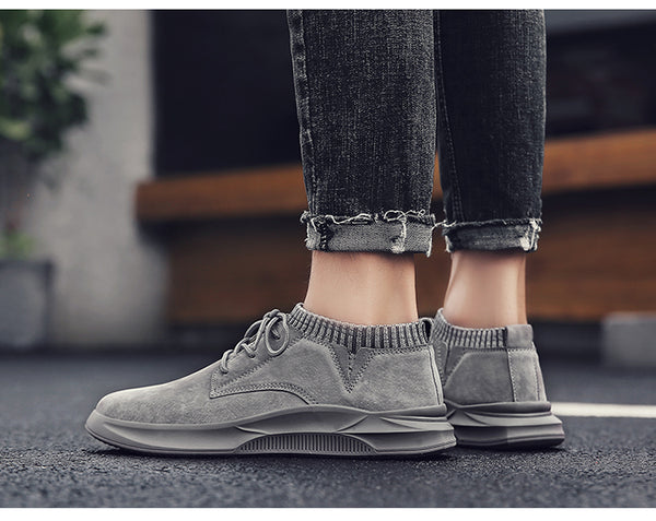 Men's Suede Streetwear Elastic Lace Up Sneakers