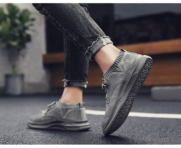 Men's Suede Streetwear Elastic Lace Up Sneakers