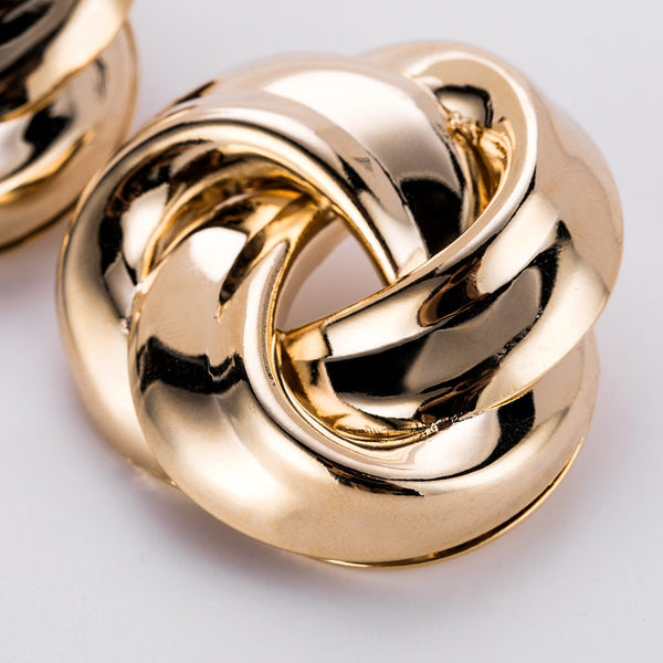 High Fashion Oversized Gold Knot Earrings