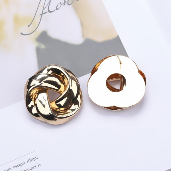 High Fashion Oversized Gold Knot Earrings