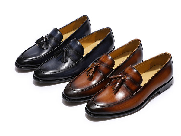 Handmade 100% Genuine Leather Men's Tassel Dress Loafers