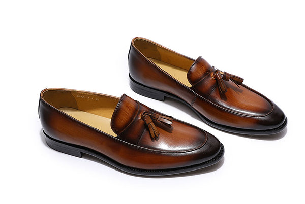 Handmade 100% Genuine Leather Men's Tassel Dress Loafers