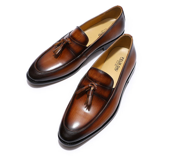 Handmade 100% Genuine Leather Men's Tassel Dress Loafers