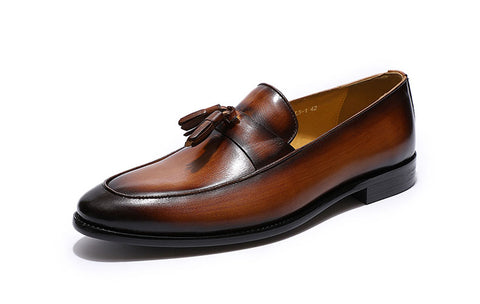 Handmade 100% Genuine Leather Men's Tassel Dress Loafers