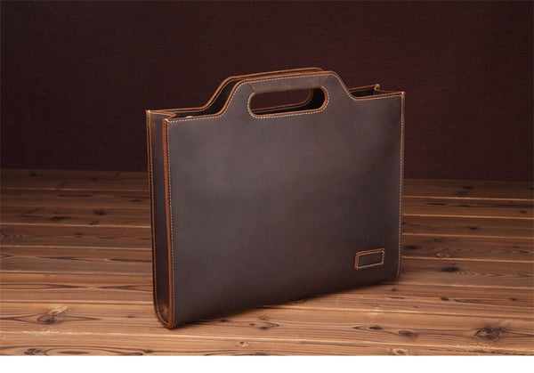 Men's Luxury Genuine Leather Retro Laptop Tote Briefcase