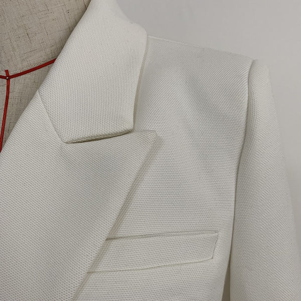 Iconic Creme White Double Breasted Wide Lapel Blazer