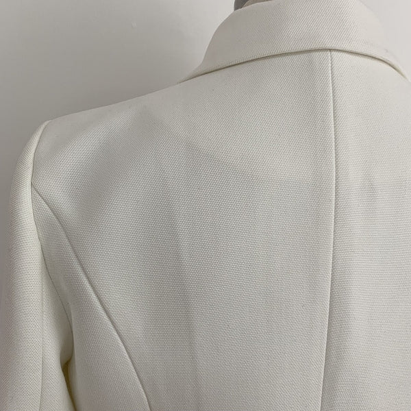 Iconic Creme White Double Breasted Wide Lapel Blazer