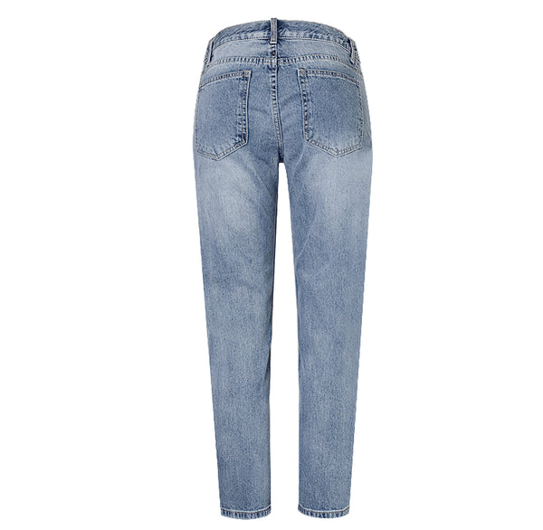 European Styled Straight Jeans w Sequin Embroidery