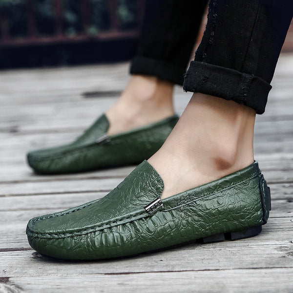 Men's Genuine Leather Alligator Driving Moccasins