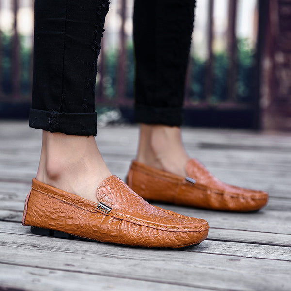 Men's Genuine Leather Alligator Driving Moccasins