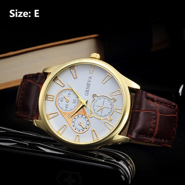 Sophisticated Chronograph Men's Leather Band Watch