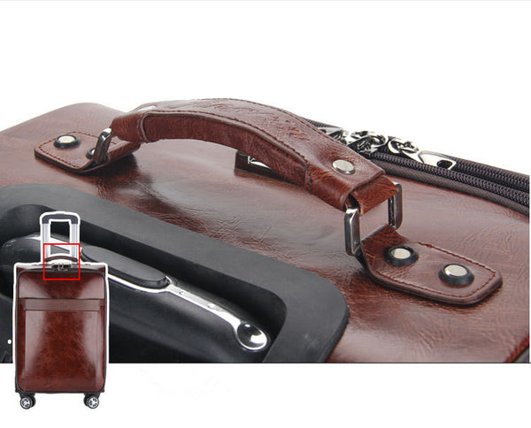 Luxurious Brown Leather Professionals Travel Suitcase