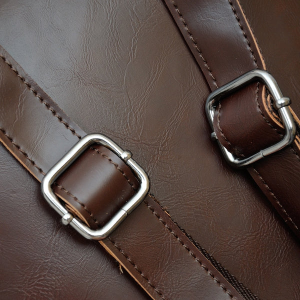 Vintage Men's Leather Backpack with Dual Straps