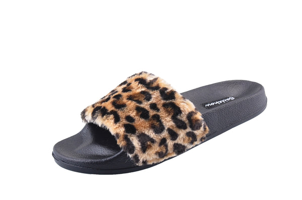 Women's Luxury Leopard Fur Slides