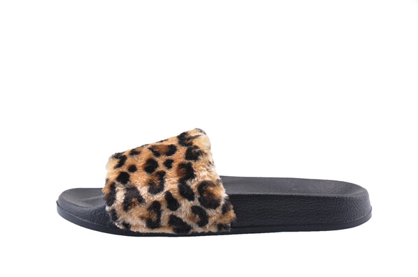 Women's Luxury Leopard Fur Slides