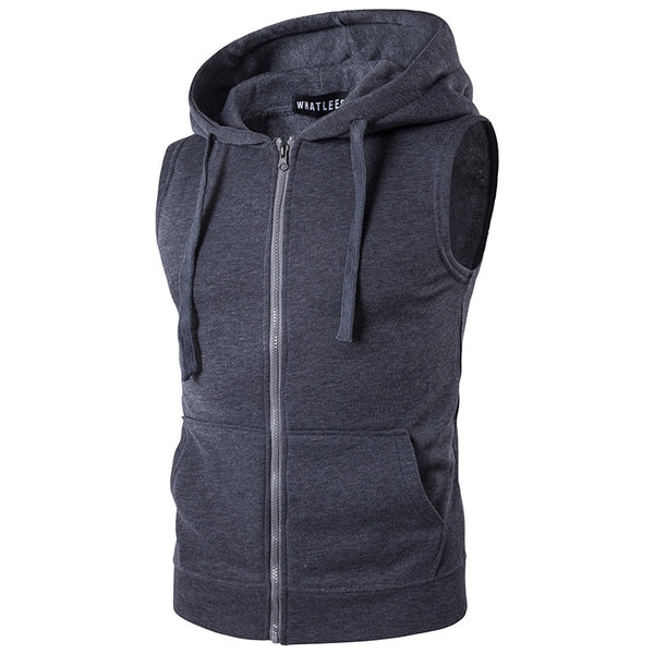 Men's Modern Athletic-Wear Sleeveless Hoodie Sweatshirt