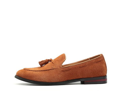 Men's Camel Suede Faux Leather Loafers