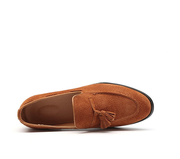 Men's Camel Suede Faux Leather Loafers