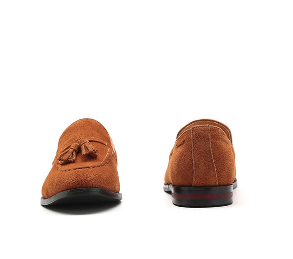 Men's Camel Suede Faux Leather Loafers