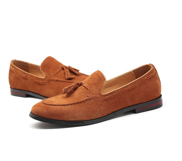 Men's Camel Suede Faux Leather Loafers