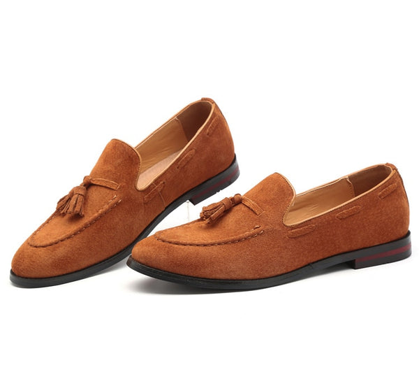 Men's Camel Suede Faux Leather Loafers