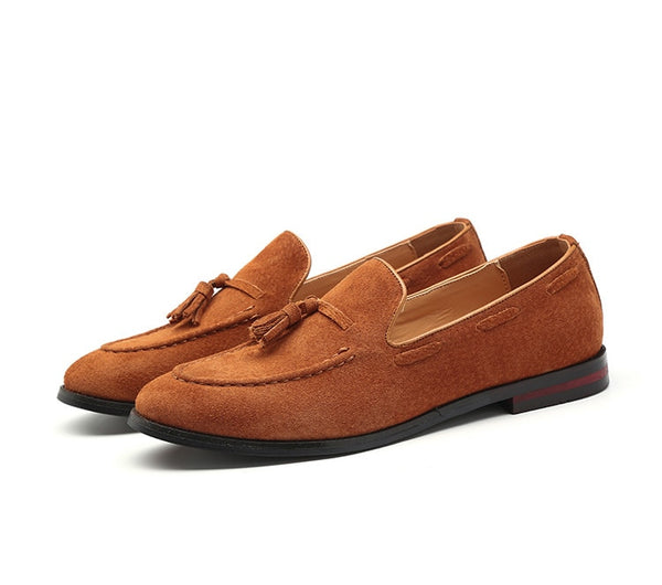 Men's Camel Suede Faux Leather Loafers