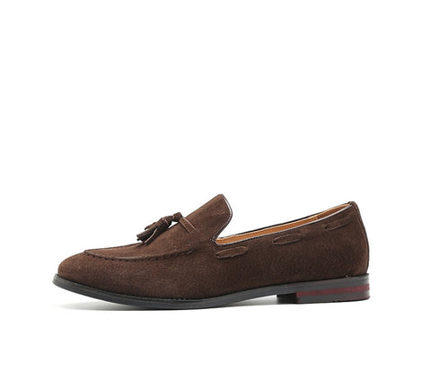 Men's Brown Suede Faux Leather Loafers