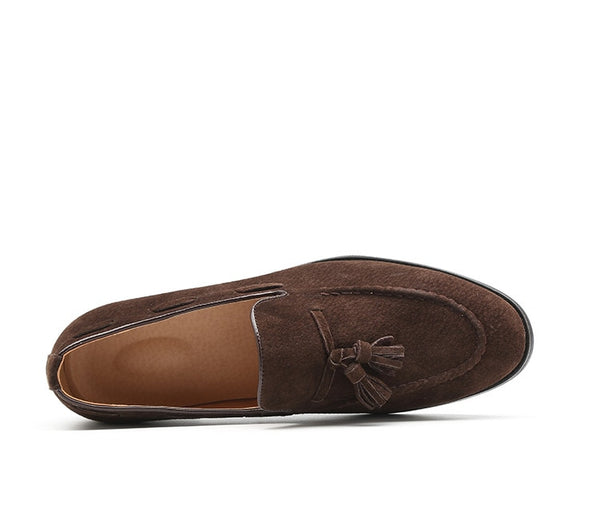 Men's Brown Suede Faux Leather Loafers