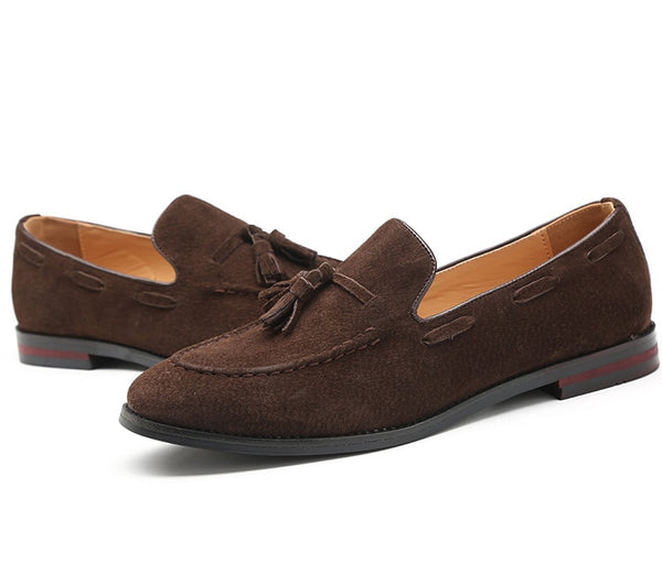 Men's Brown Suede Faux Leather Loafers