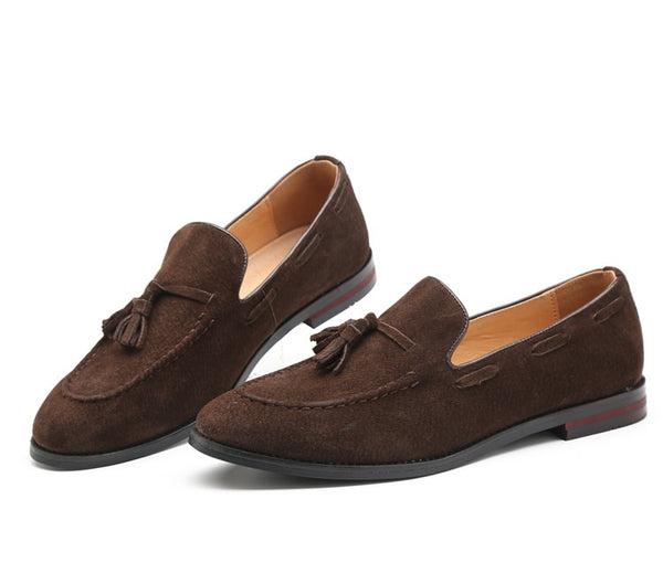 Men's Brown Suede Faux Leather Loafers