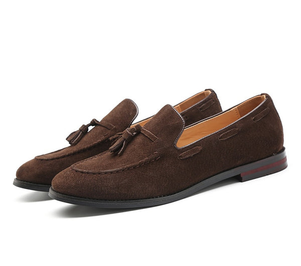 Men's Brown Suede Faux Leather Loafers