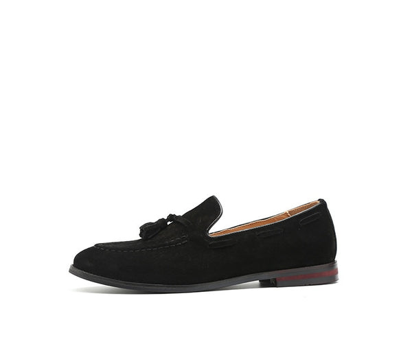 Men's Black Suede Faux Leather Loafers