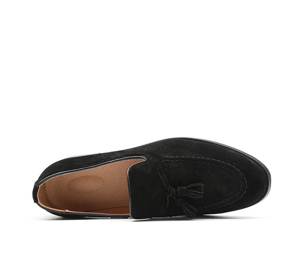 Men's Black Suede Faux Leather Loafers