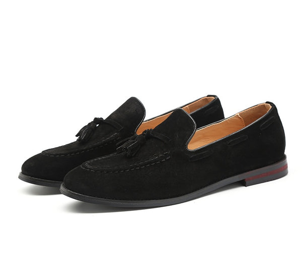 Men's Black Suede Faux Leather Loafers